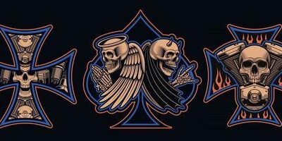 set-of-biker-patches-with-a-motorcycle-engine-skulls-vector